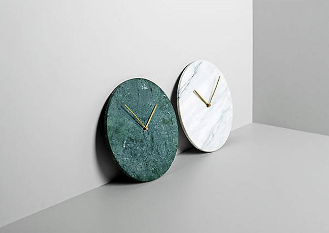 Marble Wall Clock in Carrara White or Verde Guatemala Green by Menu