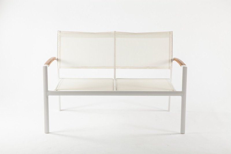 Outdoor Fabric "Rhodes Loveseat" Bench, in White by BD Mod