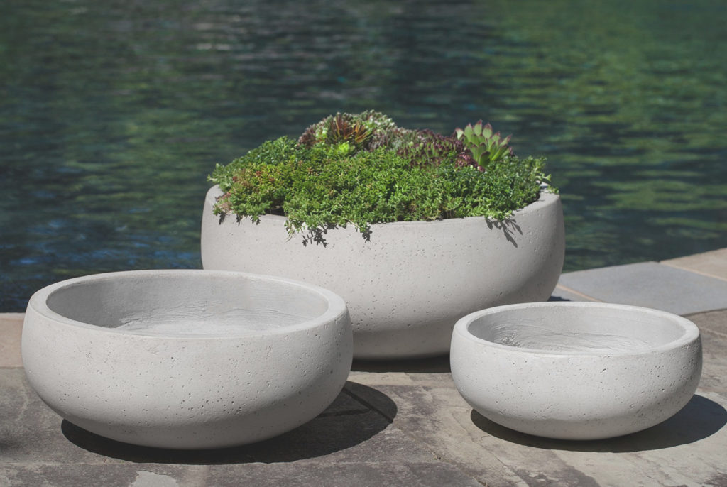 Large Round "Rio Bowl" Minimalist Gray Outdoor Concrete 